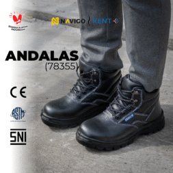 Sepatu Safety Shoes Pria Wanita Kulit Asli KENT Navigo Store Ujung Besi Slip Resist Standar SNI ASTM CE Size 37 - 45