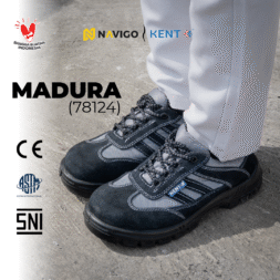 Sepatu Safety Shoes Pria Wanita Kulit Asli KENT Navigo Store Ujung Besi Slip Resist Standar SNI ASTM CE Size 37 - 45