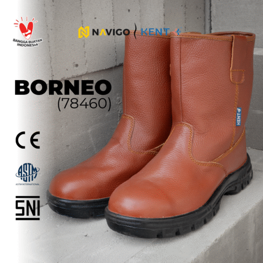 Sepatu Safety Shoes Pria Wanita Kulit Asli KENT Navigo Store Ujung Besi Slip Resist Standar SNI ASTM CE Size 37 - 45