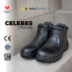 Sepatu Safety Shoes Pria Wanita Kulit Asli KENT Navigo Store Ujung Besi Slip Resist Standar SNI ASTM CE Size 37 - 45
