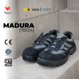 Sepatu Safety Shoes Pria Wanita Kulit Asli KENT Navigo Store Ujung Besi Slip Resist Standar SNI ASTM CE Size 37 - 45