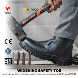 Sepatu Safety Shoes Pria Wanita Kulit Asli KENT Navigo Store Ujung Besi Slip Resist Standar SNI ASTM CE Size 37 - 45
