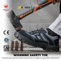 Sepatu Safety Shoes Pria Wanita Kulit Asli KENT Navigo Store Ujung Besi Slip Resist Standar SNI ASTM CE Size 37 - 45