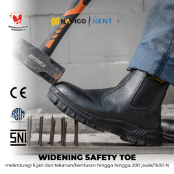 Sepatu Safety Shoes Pria Wanita Kulit Asli KENT Navigo Store Ujung Besi Slip Resist Standar SNI ASTM CE Size 37 - 45