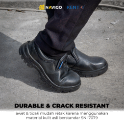Sepatu Safety Shoes Pria Wanita Kulit Asli KENT Navigo Store Ujung Besi Slip Resist Standar SNI ASTM CE Size 37 - 45
