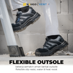 Sepatu Safety Shoes Pria Wanita Kulit Asli KENT Navigo Store Ujung Besi Slip Resist Standar SNI ASTM CE Size 37 - 45