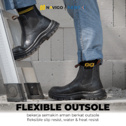 Sepatu Safety Shoes Pria Wanita Kulit Asli KENT Navigo Store Ujung Besi Slip Resist Standar SNI ASTM CE Size 37 - 45