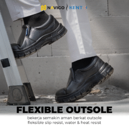 Sepatu Safety Shoes Pria Wanita Kulit Asli KENT Navigo Store Ujung Besi Slip Resist Standar SNI ASTM CE Size 37 - 45