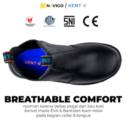 Sepatu Safety Shoes Pria Wanita Kulit Asli KENT Navigo Store Ujung Besi Slip Resist Standar SNI ASTM CE Size 37 - 45