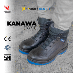 Sepatu Safety Shoes Pria Wanita Kulit Asli KENT Navigo Store Ujung Besi Slip Resist Standar SNI ASTM CE Size 37 - 45