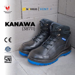 Sepatu Safety Shoes Pria Wanita Kulit Asli KENT Navigo Store Ujung Besi Slip Resist Standar SNI ASTM CE Size 37 - 45