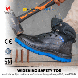 Sepatu Safety Shoes Pria Wanita Kulit Asli KENT Navigo Store Ujung Besi Slip Resist Standar SNI ASTM CE Size 37 - 45