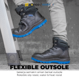 Sepatu Safety Shoes Pria Wanita Kulit Asli KENT Navigo Store Ujung Besi Slip Resist Standar SNI ASTM CE Size 37 - 45