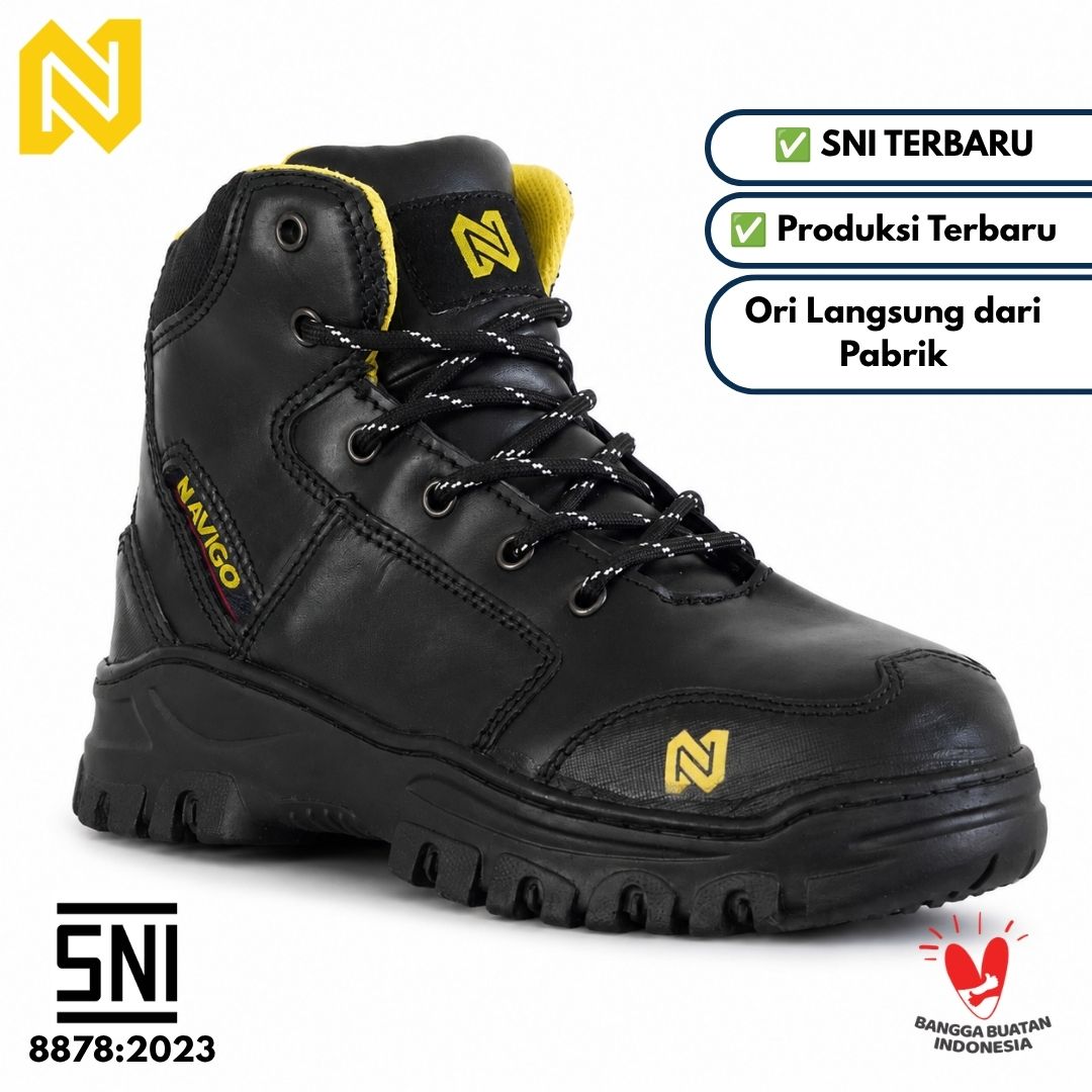NAVIGO SW2 Pro High Black – Sepatu Safety Pria Wanita SNI Kulit Asli