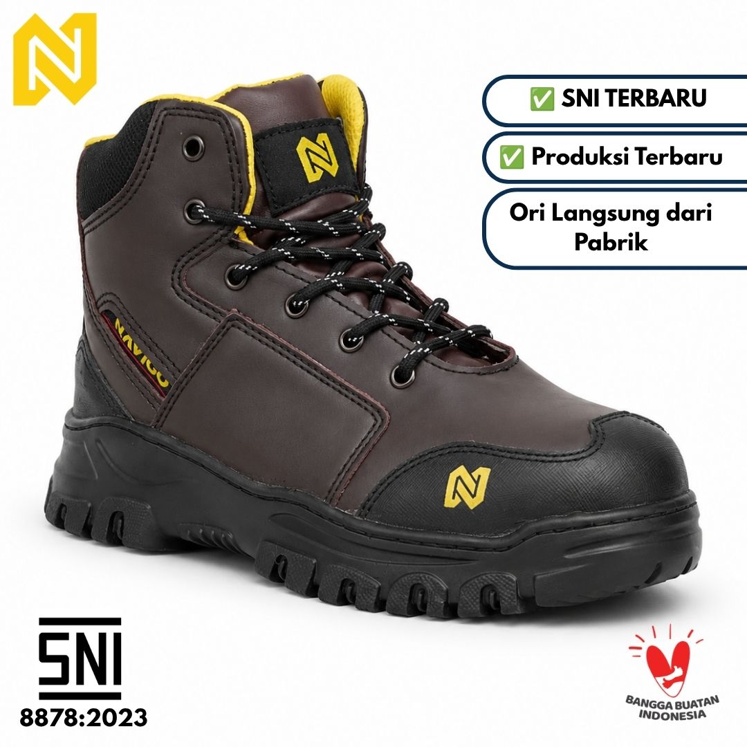 NAVIGO SW2 Pro High Brown – Sepatu Safety Pria Wanita SNI Kulit Asli